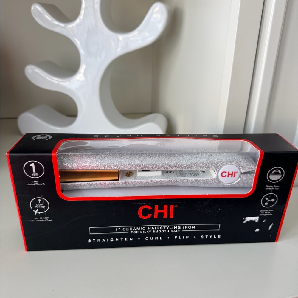 CHI Glitter Glaze Sparkly 1” Ceramic Hairstyling Flat Iron BRAND NEW Women’s